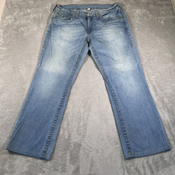 True Religion Other - True Religion Jeans Men 36 (Fits 38x29) Blue Straight Leg Distressed Flap Pocket